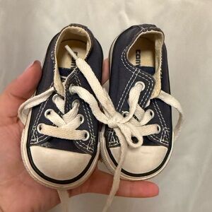 Converse Navy Canvas Toddler Lace-Up Sneakers with White Accents